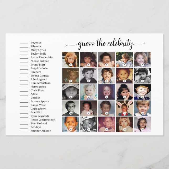 Adivinhe O Jogo de Chá de Bebê de Celebridade, Que (Frente)