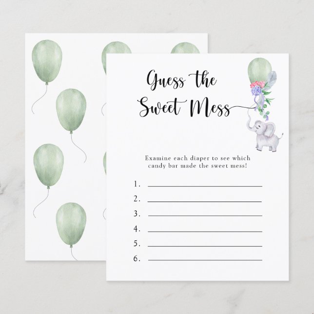 Adivinhe o jogo Sweet Mess - Elefante (Frente/Verso)