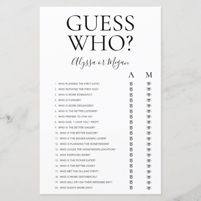 Adivinhe Quem Jogo de Chuveiro LGBTQ (Frente)