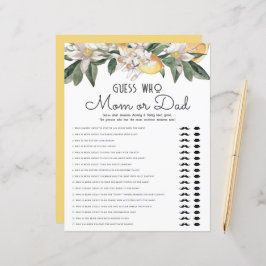 Adivinhe Quem Mãe Ou Pai De Chá de fraldas De Citr