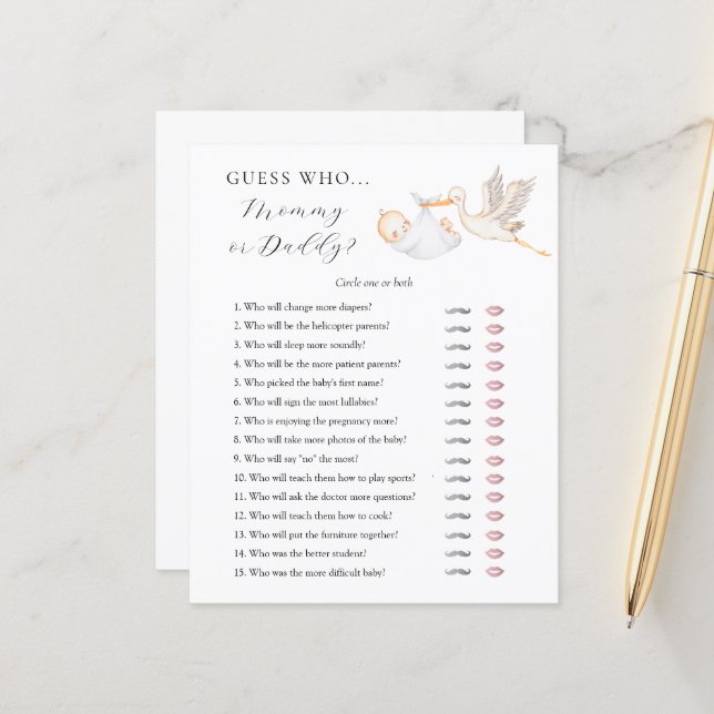 Adivinhe quem Mamãe ou cartão de Chá de fraldas do (Frente/Verso In Situ)