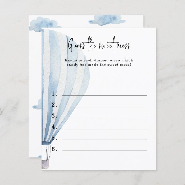 Adivinhem a doce bagunça - jogo de chá de fraldas (Frente/Verso)