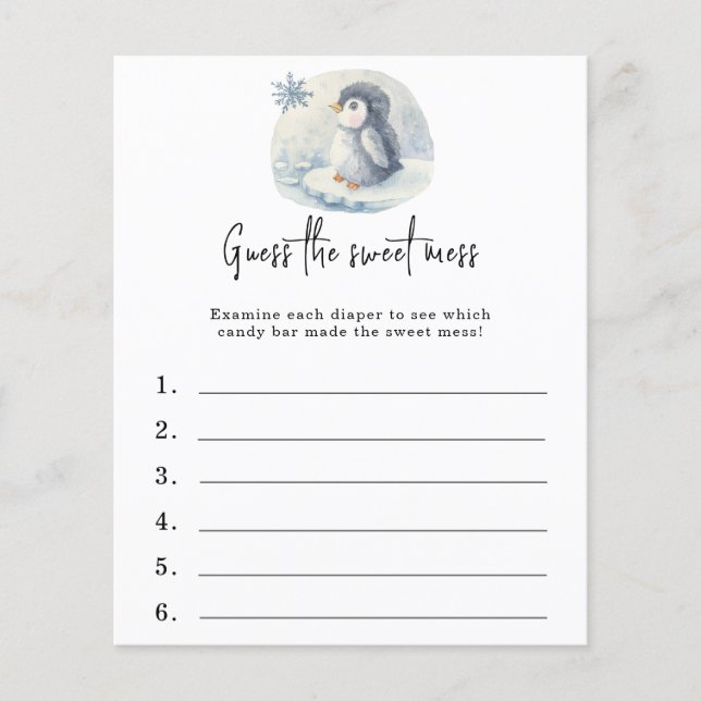 Adivinhem a doce bagunça - jogo de chá de fraldas (Frente)