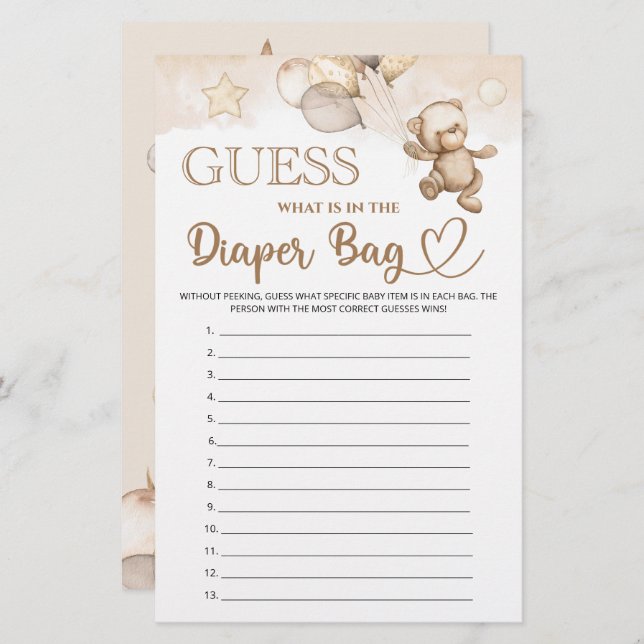 Adivinhem o que está no chá de fraldas do urso da  (Frente/Verso)