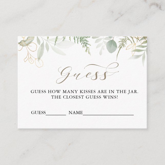 Adivinhem Quantos Kisses O Cartão De Resposta Do C (Frente)