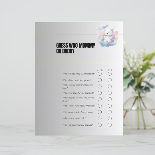 Adivinhem quem é a mãe ou o jogo do Chá de fraldas (Em pé/Frente)