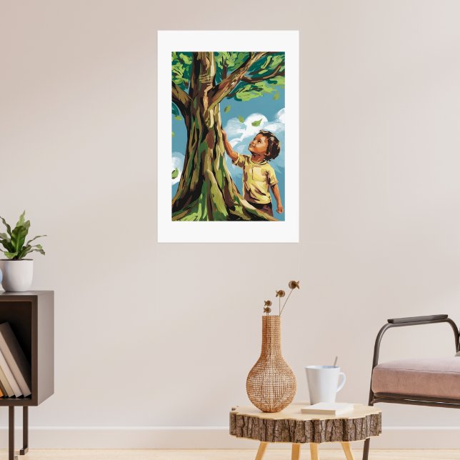 Admiração de Criança: Poster Colorido de Árvore Mo (Sala de Estar 3)