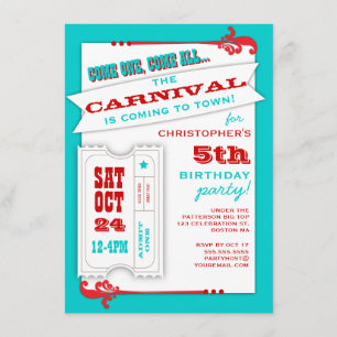 Admita um convite de aniversário do carnaval