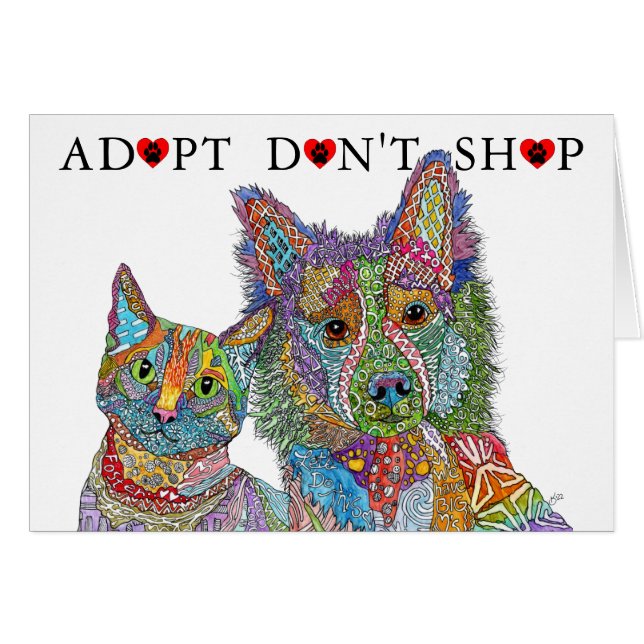 Adoção de abrigo para animais Não Comprar cartão d (Frente horizontal)