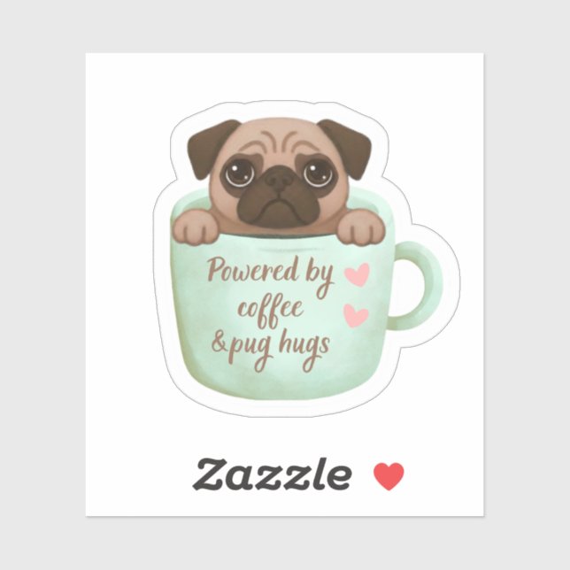 adolescente pug em um adesivo de caneca de café (Folha)