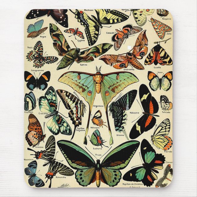 Adolphe Millot Papillons Mouse Pad (Frente)