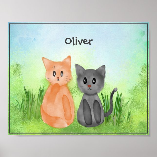 Adorable Cats in the Garden Poster for Kids (Frente)