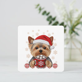 Adorable Christmas Yorkshire Terrier Card