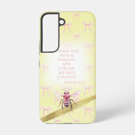 .Adorable Light Yellow Pink Bow Scripture Pink Bee