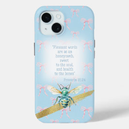 Adorable Pastel Blue Pink Bow Bible Turquoise Bee