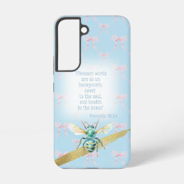 Adorable Pastel Blue Pink Bow Faith Turquoise Bee