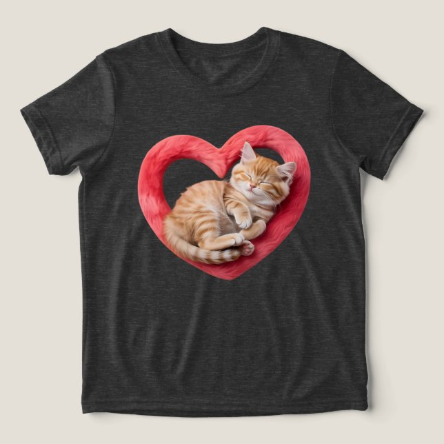 Adorable Sleeping Cat Furry Heart (Design frontal)