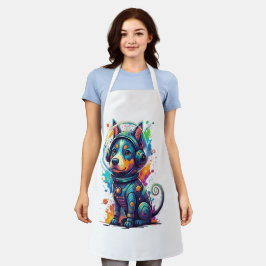 Adorable space pup in a retro astronaut suit