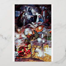 Adoração - Cartão de Natal Religioso Moderno