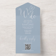 Adoramos Coração Código QR Dusty Casamento Azul
