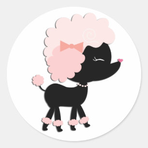 Adoráveis Adesivos de Poodle Rosa