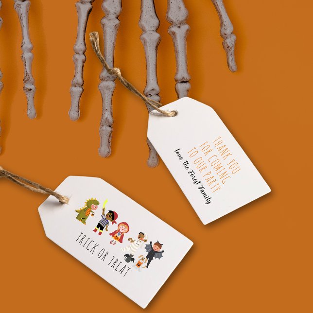 Adoráveis Crianças de Doce ou Travessura Etiqueta  (Cute Trick or Treat Kids Halloween Party Gift Tags)