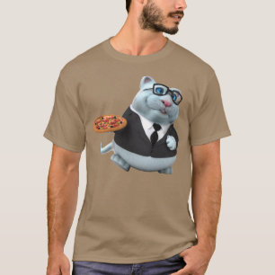 Adoráveis Gato De Grama 3D Com Camisa De Pizza