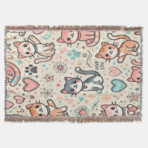 Adoráveis Gatos Kawaii Cobertor – Aconchegante e F