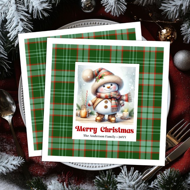 Adoráveis Guardanapos de Natal de Neve Editáveis ​ (Adorable Cute Christmas Snowman Editable Napkins )