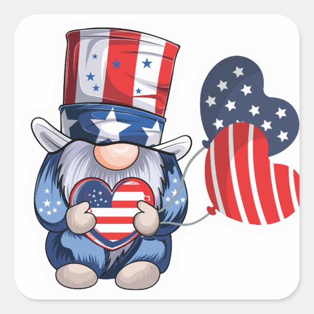 Adorável adesivos Gnome em 4 de julho (Frente)