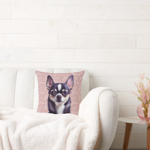 Adorável Almofada de Arremesso Chihuahua Rosa Pers