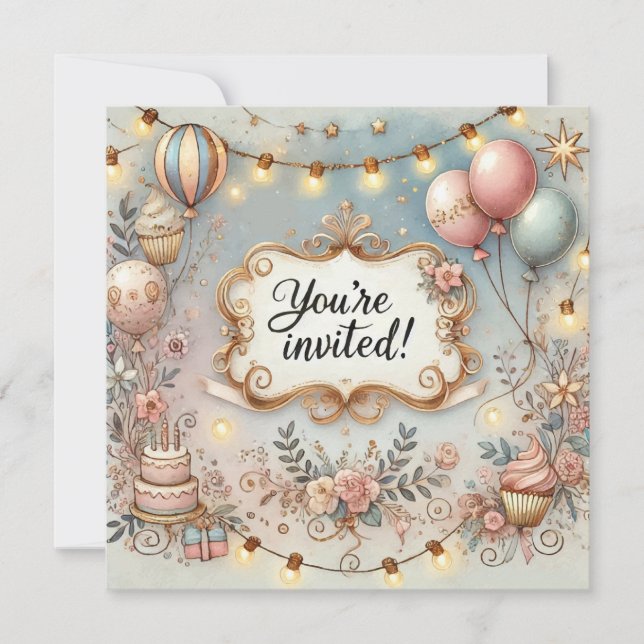 Adorável Aniversário de Aniversário do Convite (Frente)