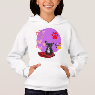 Adorável cachorrinho frenchie com corações 