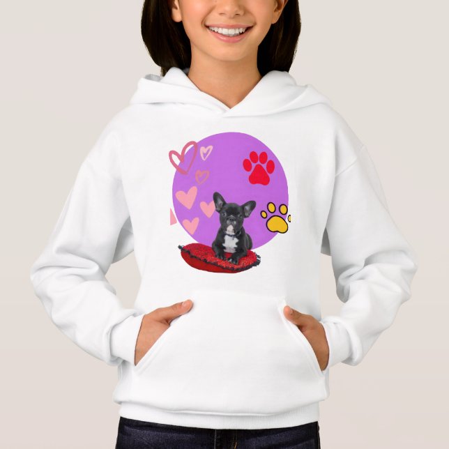 Adorável cachorrinho frenchie com corações  (Frente)