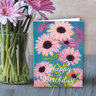 Adorável Cartão de Aniversário Feliz, Rosa-Primave
