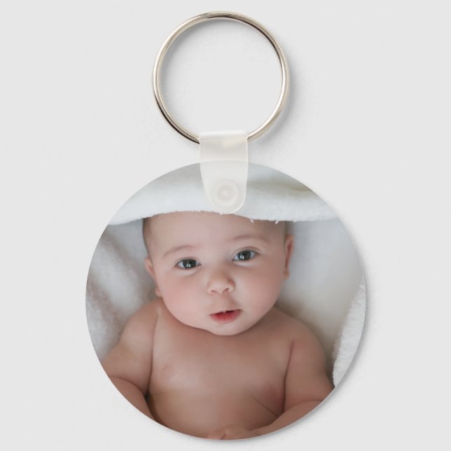 Adorável Chaveiro Redondo com Foto de Bebê (Frente)