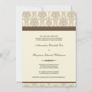 Adorável Convite ao Casamento tema damasco (chocol
