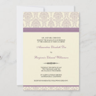 Adorável Convite ao Casamento tema damasco (lilac/