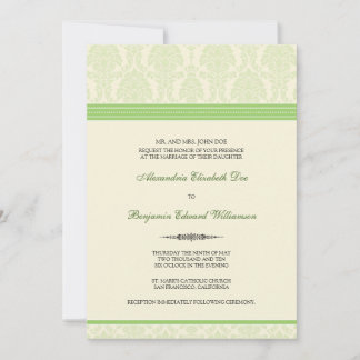 Adorável Convite ao Casamento tema damasco (limão/