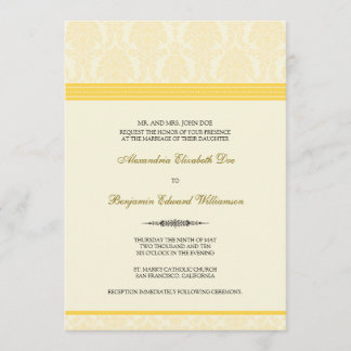 Adorável Convite ao Casamento tema damasco (limão/
