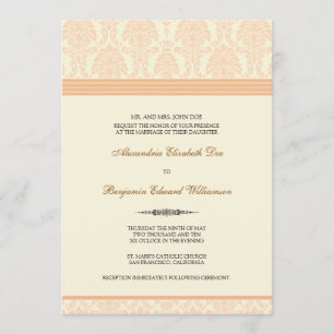Adorável Convite ao Casamento tema damasco (pêss