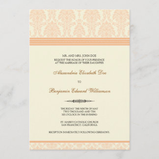 Adorável Convite ao Casamento tema damasco (pêsseg