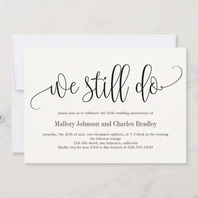 Adorável Convite de Aniversário de Casamento Calli (Frente)