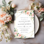 adorável convite de casamento floral cor-de-rosa<br><div class="desc">design floral com texto personalizado</div>