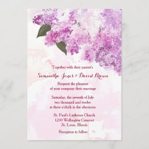 Adorável Convite de Casamento Personalizado Lilacs