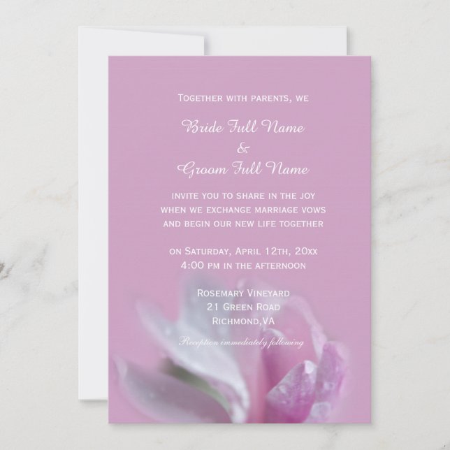 adorável convite para casamento de uma flor de mag (Frente)