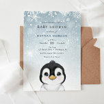 Adorável convite para Chá de fraldas de Pinguim de<br><div class="desc">Chá de fraldas com um adorável pinguim de aquarela. Personalize com suas informações ou clique em "clique para personalizar mais" para ajustar o tipo de fonte,  o tamanho e a cor.</div>