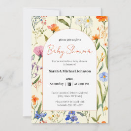 Adorável Convite para Chás de fraldas Floral