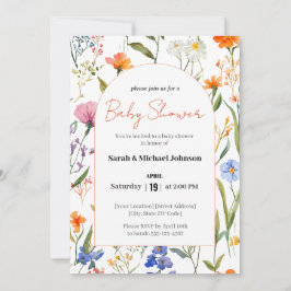 Adorável Convite para Chás de fraldas Floral