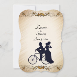 Adorável Convite Tema de Casamento Bicicleto Russo